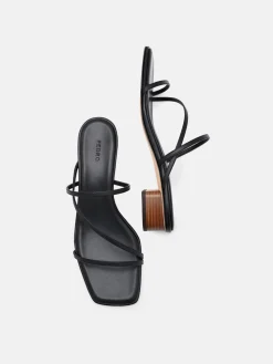 Erna Leather Heel Sandals - Black
