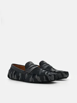 Fabric Penny Driving Shoes - Dark Grey