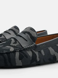 Fabric Penny Driving Shoes - Dark Grey