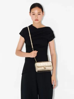 Farida Leather Mini Shoulder Bag - Gold