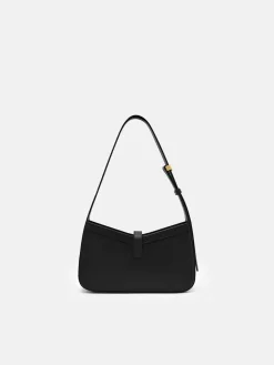 Farida Leather Shoulder Bag - Black