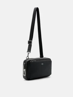 Fingerprint Lock Clutch Bag - Black Tumble