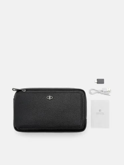 Fingerprint Lock Clutch Bag - Black Tumble