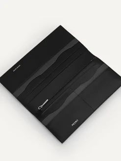 Full-Grain Long Leather Wallet - Black