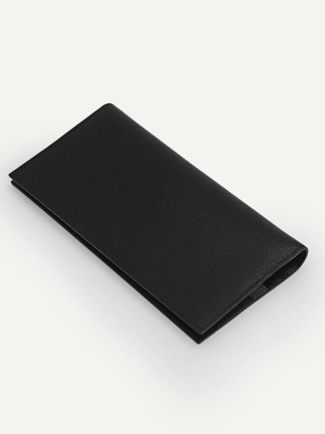 Full-Grain Long Leather Wallet - Black