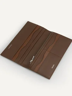 Full-Grain Long Leather Wallet - Dark Brown