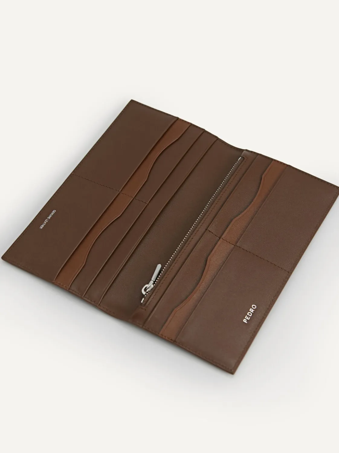 Full-Grain Long Leather Wallet - Dark Brown
