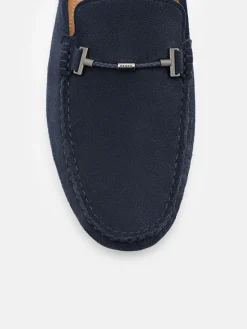 Hawser Leather Slip-On Driving Shoes - Navy