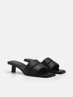 Heel Slip-On Sandals - Black