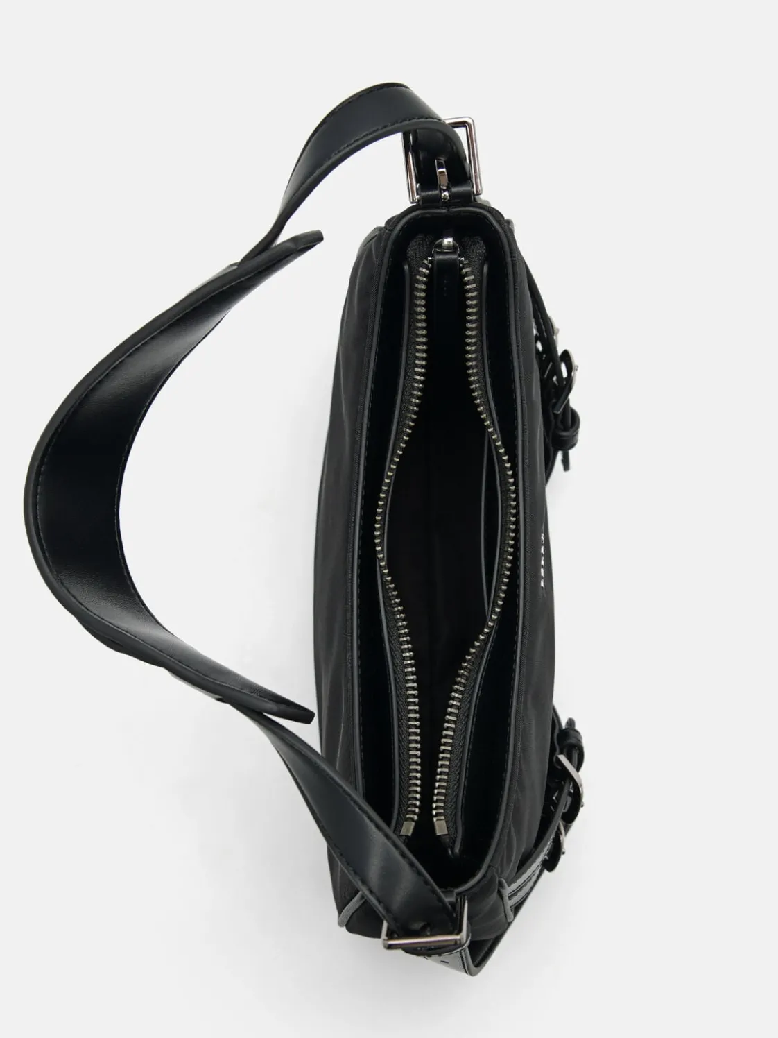 Helix Buckle Shoulder Bag - Black