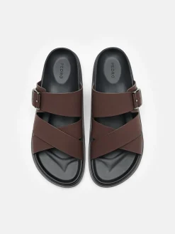 Helix Cross Sandals - Dark Brown