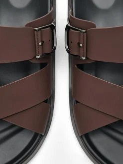 Helix Cross Sandals - Dark Brown