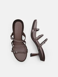 Helix Heel Sandals - Dark Brown