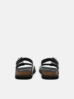 Helix Metallic Leather Sandals - Silver