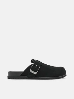 Helix Suede Mules - Black