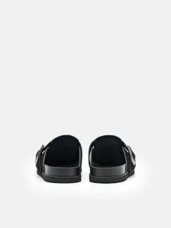 Helix Suede Mules - Black