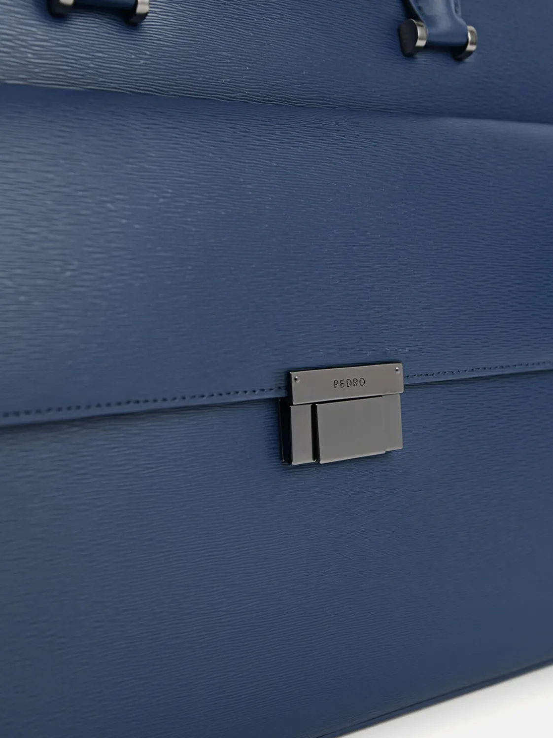 Henry Textured Leather Briefcase - Navy