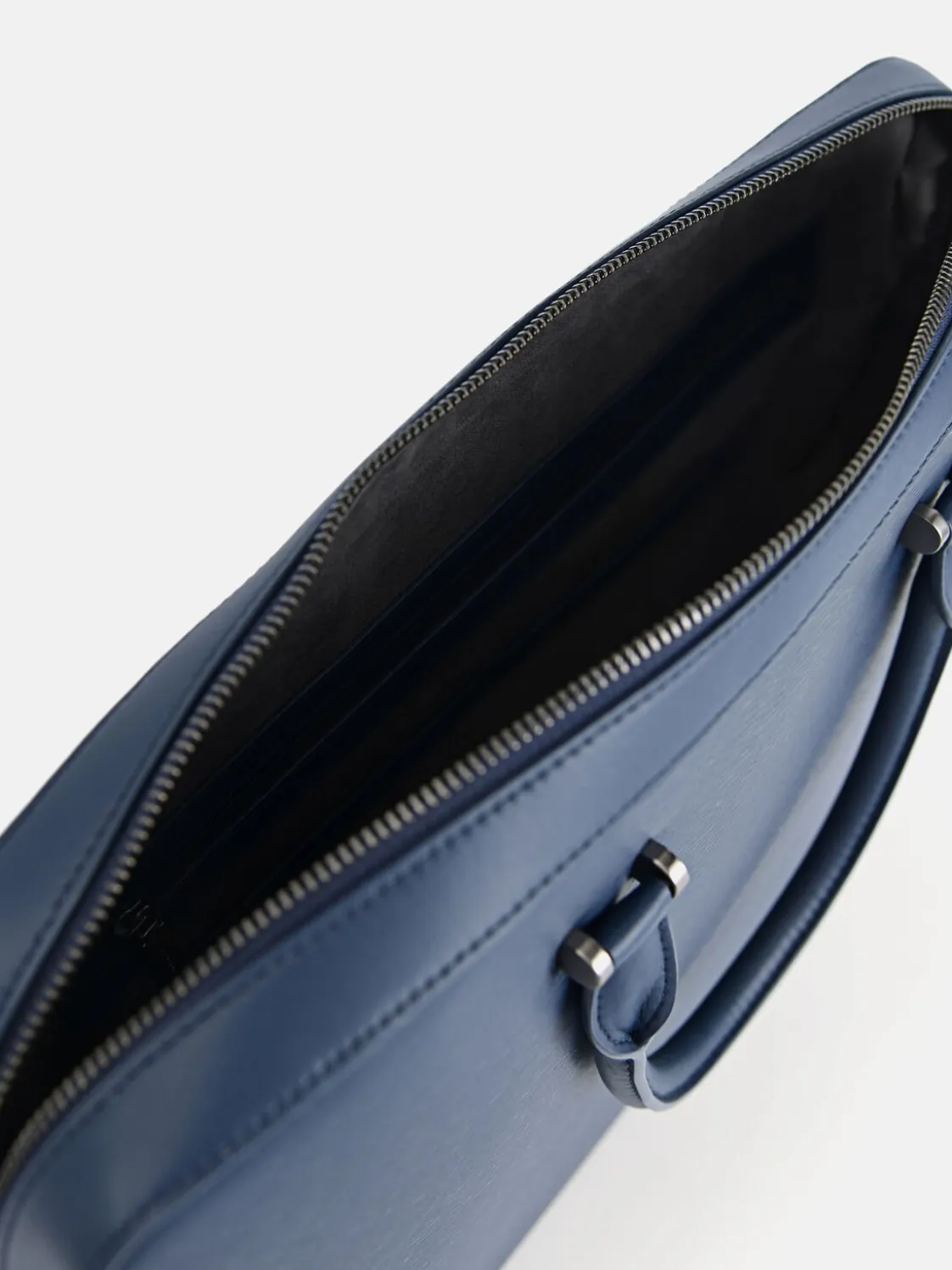 Henry Textured Leather Briefcase - Navy