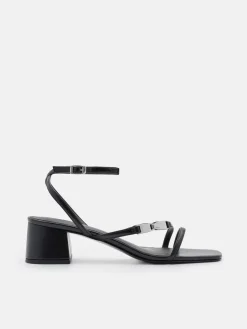 Hitch Ankle Strap Heel Sandals - Black