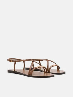 Hitch Ankle Strap Sandals - Cognac