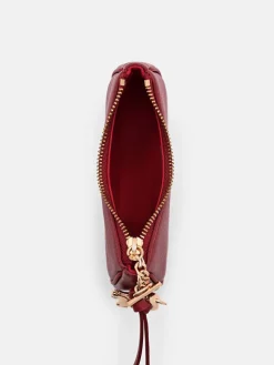 Horse Charm Leather Pouch - Red