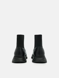 Hybrix Leather Lace-Up Boots - Black
