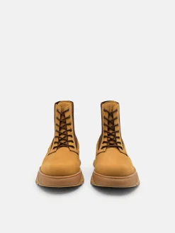 Hybrix Leather Lace-Up Boots - Sand