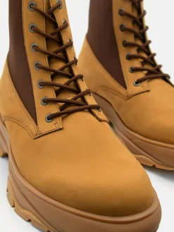 Hybrix Leather Lace-Up Boots - Sand