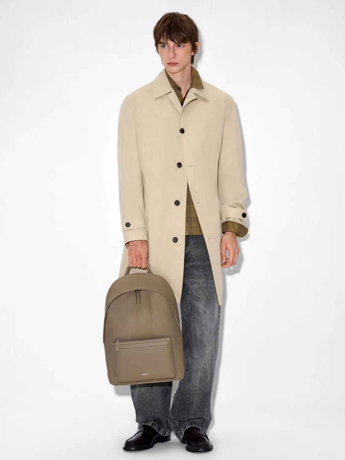 James Leather Backpack - Dark Taupe