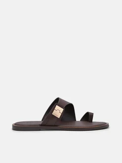 Jatte Leather Sandals - Dark Brown