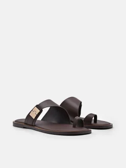 Jatte Leather Sandals - Dark Brown