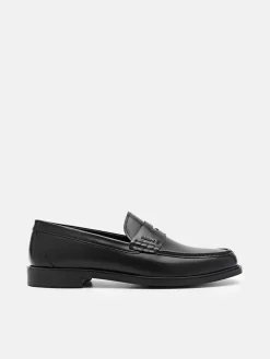 Keith Leather Penny Loafers - Black