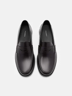 Keith Leather Penny Loafers - Mahogany