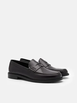Kieran Leather Penny Loafers - Mahogany