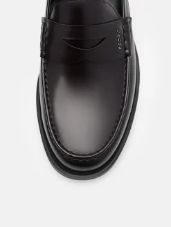 Kieran Leather Penny Loafers - Mahogany