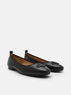Leather Ballerina Flats - Black