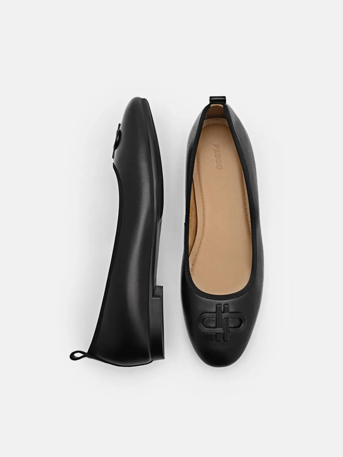 Leather Ballerina Flats - Black