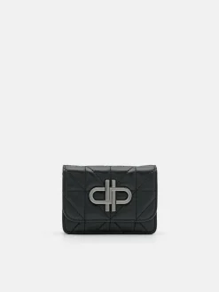 Leather Bi-Fold Card Holder in Pixel - Black