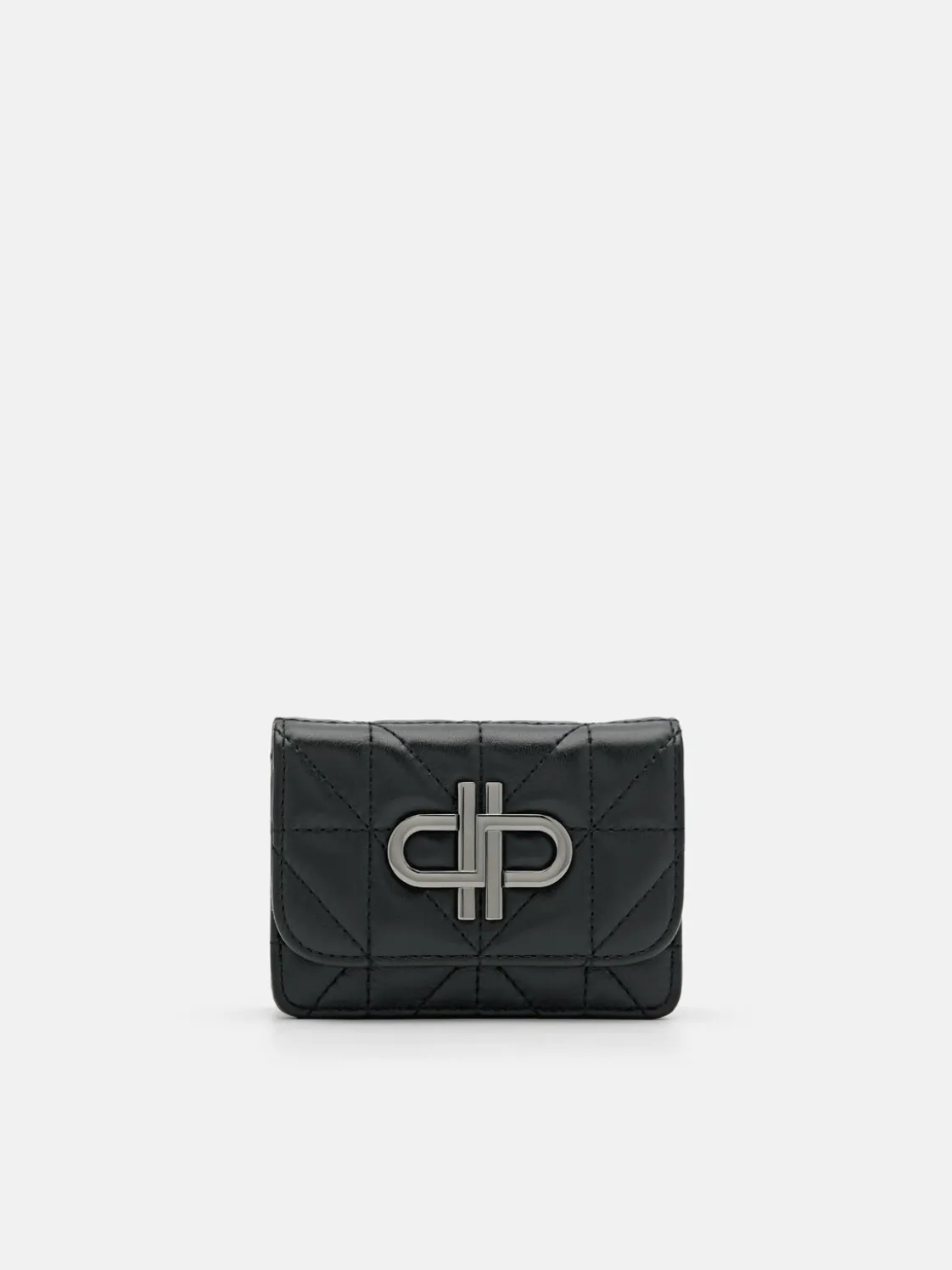 Leather Bi-Fold Card Holder in Pixel - Black