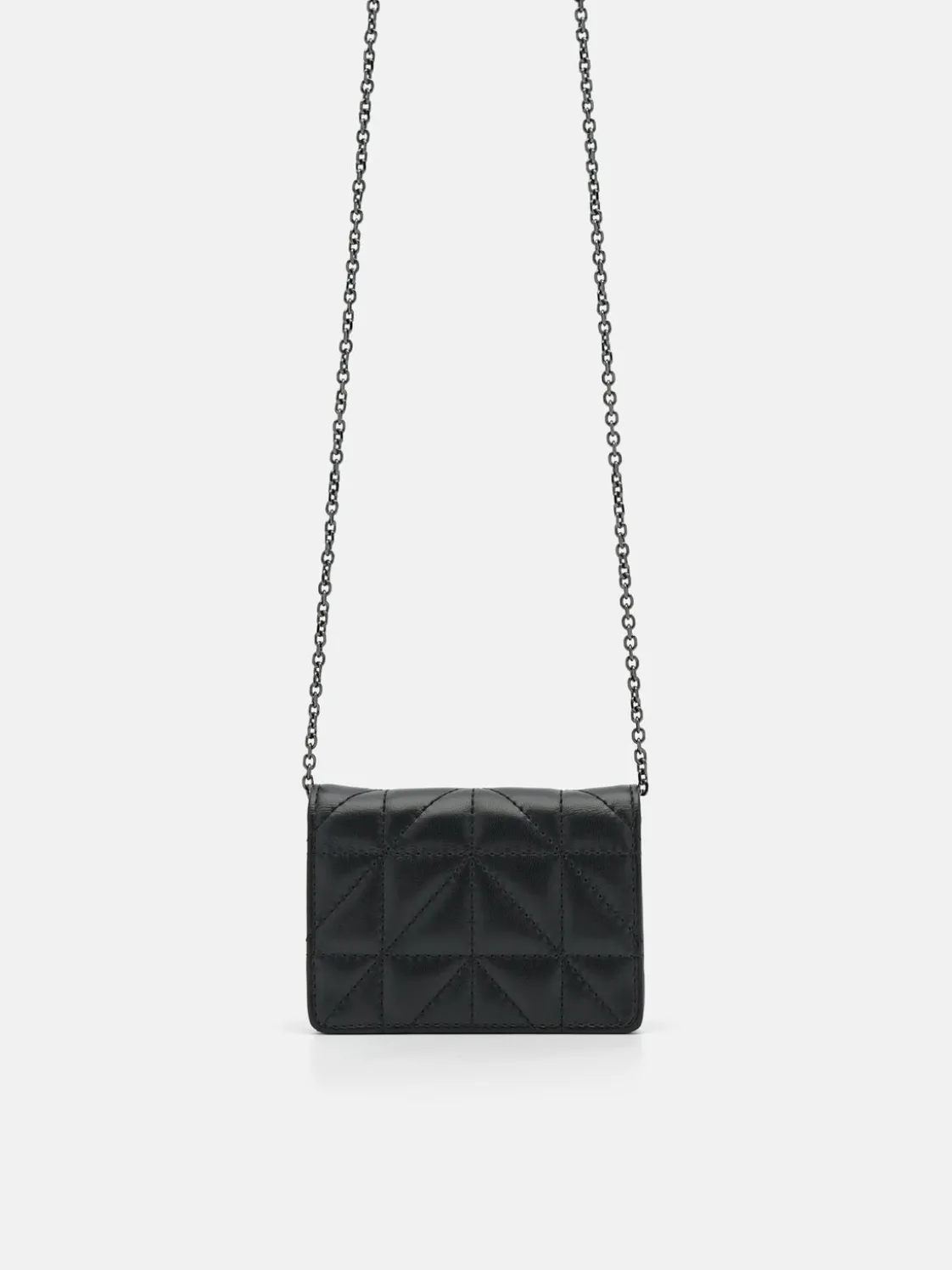 Leather Bi-Fold Card Holder in Pixel - Black