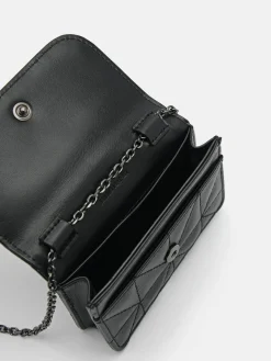 Leather Bi-Fold Card Holder in Pixel - Black