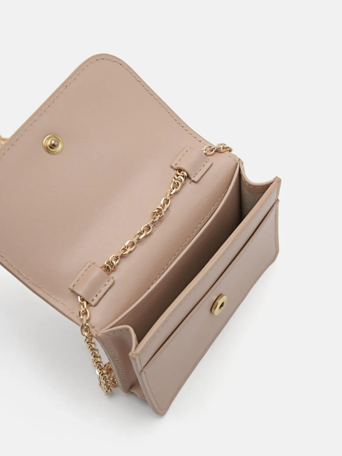 Leather Bi-Fold Card Holder - Nude