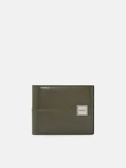 Leather Bi-Fold Flip Wallet - Military Green