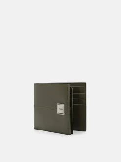 Leather Bi-Fold Flip Wallet - Military Green