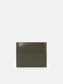 Leather Bi-Fold Flip Wallet - Military Green