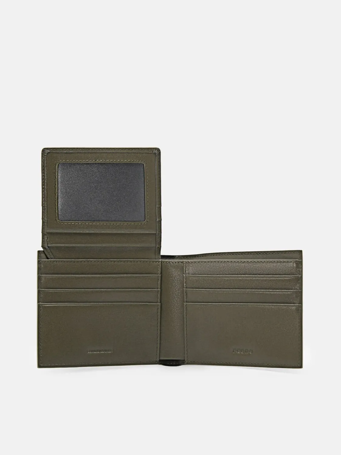Leather Bi-Fold Flip Wallet - Military Green