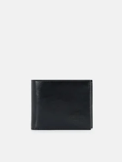 Leather Bi-Fold Flip Wallet - Black