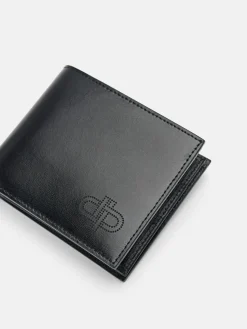 Leather Bi-Fold Flip Wallet - Black