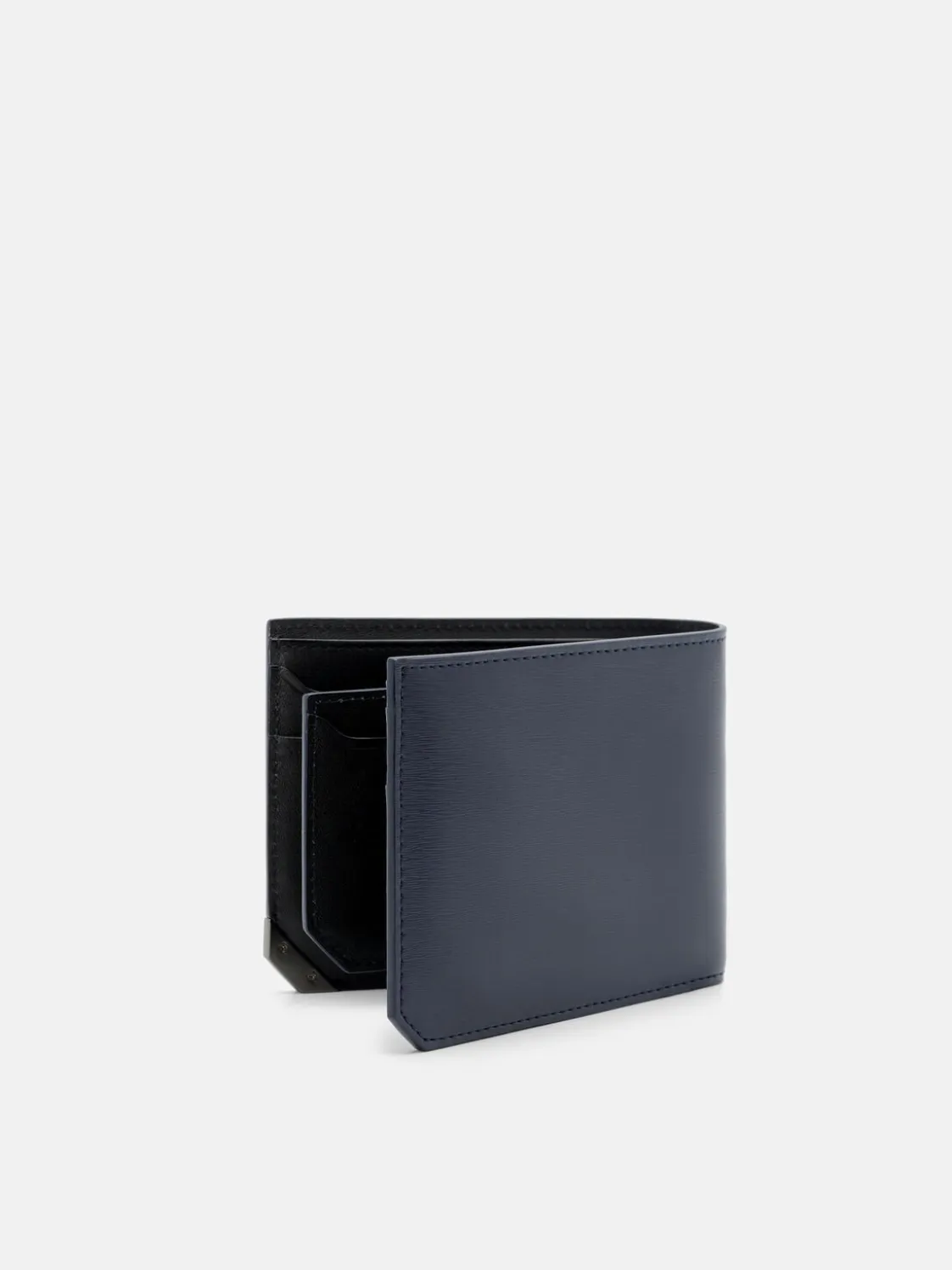 Leather Bi-Fold Wallet with Insert - Navy