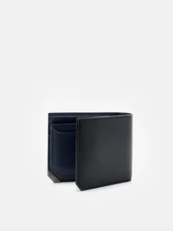 Leather Bi-Fold Wallet with Insert - Black